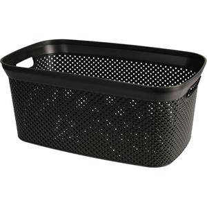 Merkloos Wasmand Rotan Gevlochten - Zwart - Kunststof - 35 Liter - 35x53x23 Cm