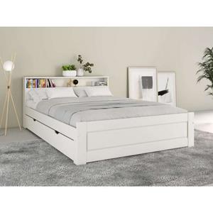 Home affaire Bed FLAVION Legplank in het hoofdeinde, gecertificeerd massief hout, cassette-look