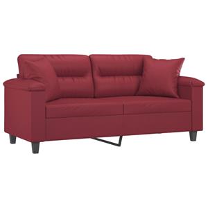 vidaXL Tweezitsbank met sierkussens 140 cm kunstleer wijnrood