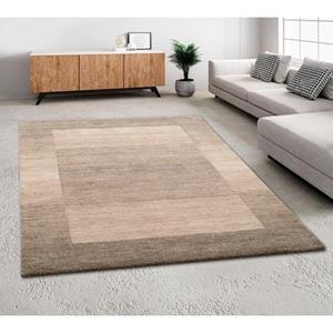 THEKO Wollen kleed Gabbeh super, Handgeweven vloerkleed, randdessin, zuivere wol, met de hand geweven