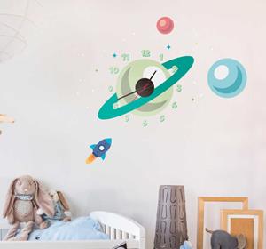 Tenstickers Klok sticker planeten