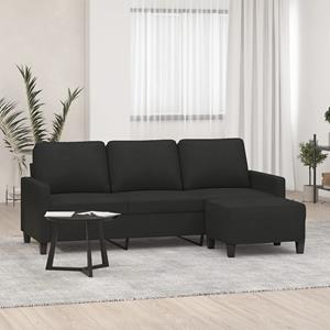 VidaXL Driezitsbank met voetenbank 180 cm stof zwart