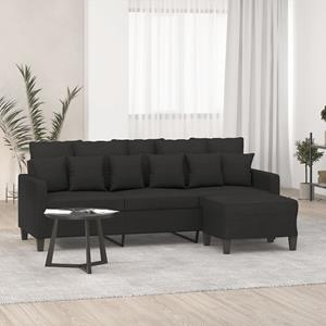VidaXL Driezitsbank met voetenbank 180 cm stof zwart