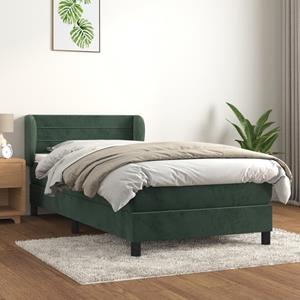 VidaXL Boxspring met matras fluweel donkergroen 80x200 cm