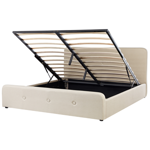 BELIANI Bed met opbergruimte stof beige 180 x 200 RENNES
