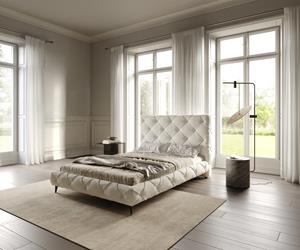 DELIFE Polsterbettgestell Nayara 140x200 cm Bouclé Creme-Weiß