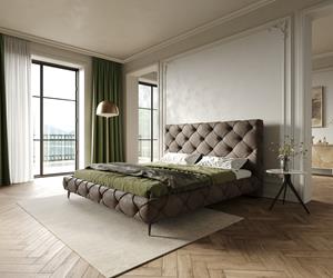 DELIFE Polsterbettgestell Nayara 180x200 cm Mikrofaser Taupe Vintage