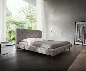 DELIFE Polsterbettgestell Nayara 180x200 cm Bouclé Silbergrau