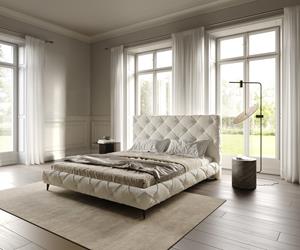 DELIFE Polsterbettgestell Nayara 180x200 cm Bouclé Creme-Weiß