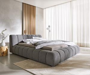DELIFE Polsterbettgestell Cutio 140x200 cm Bouclé Silbergrau