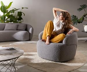 DELIFE Loungesessel Nova 88x88 cm Bouclé Silbergrau
