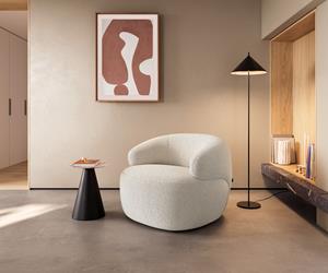DELIFE Loungesessel Nova 88x88 cm Bouclé Creme-Weiß