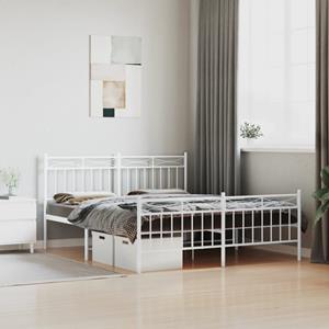 VidaXL Bedframe met hoofd- en voeteneinde metaal wit 160x200 cm