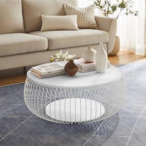 Artistiq Living Artistiq Ronde Salontafel Yoseph Marmerlook, 86cm - Wit