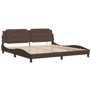 vidaXL Bedframe met LED-verlichting kunstleer bruin 200x200 cm