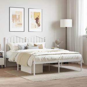 VidaXL Bedframe met hoofdbord metaal wit 140x200 cm
