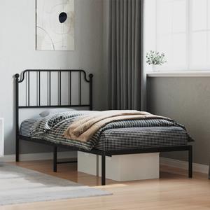 VidaXL Bedframe met hoofdbord metaal zwart 90x190 cm
