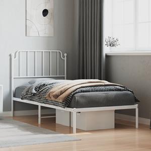 VidaXL Bedframe met hoofdbord metaal wit 90x200 cm