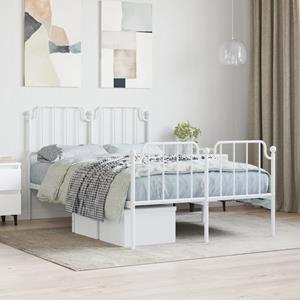 VidaXL Bedframe met hoofd- en voeteneinde metaal wit 120x200 cm