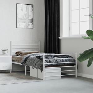 VidaXL Bedframe met hoofd- en voeteneinde metaal wit 90x190 cm