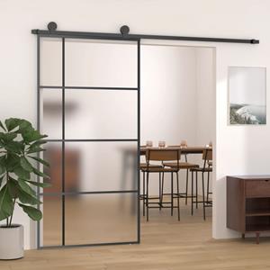 VidaXL Schuifdeur 102,5x205 cm mat ESG-glas en aluminium zwart