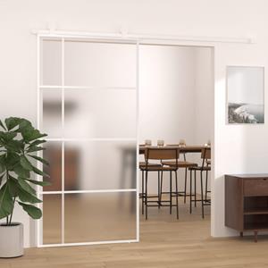 VidaXL Schuifdeur 102,5x205 cm mat ESG-glas en aluminium wit