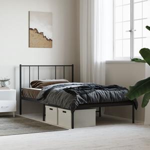 VidaXL Bedframe met hoofdbord metaal zwart 75x190 cm