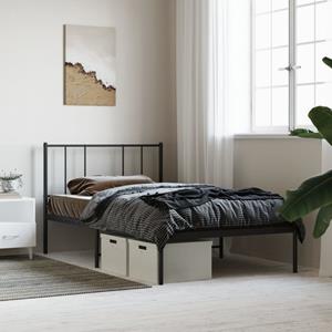 VidaXL Bedframe met hoofdbord metaal zwart 90x190 cm
