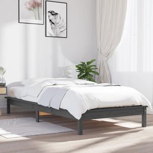 VidaXL Bedframe massief hout grijs 75x190 cm