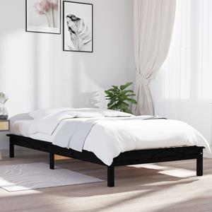 VidaXL Bedframe massief grenenhout zwart 75x190 cm