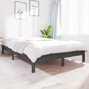 VidaXL Bedframe massief grenenhout grijs 140x190 cm