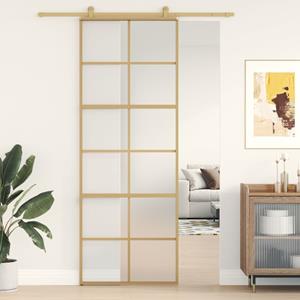 VidaXL Schuifdeur 76x205 cm mat ESG-glas en aluminium goudkleurig