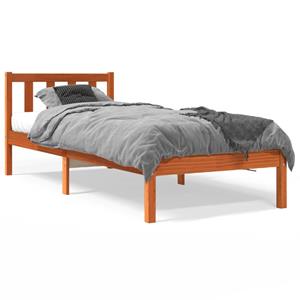 Bedframe massief grenenhout wasbruin 90x200 cm