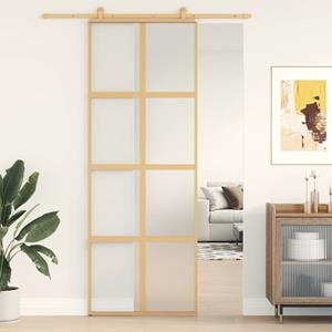 VidaXL Schuifdeur 76x205 cm mat ESG-glas en aluminium goudkleurig