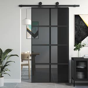 VidaXL Schuifdeur 102,5x205 cm gehard glas en aluminium zwart