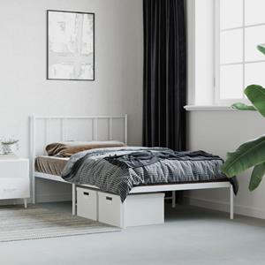VidaXL Bedframe met hoofdbord metaal wit 75 x 190 cm