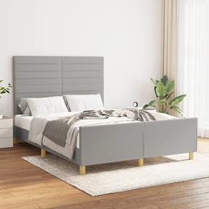 VidaXL Bedframe met hoofdeinde stof lichtgrijs 140x200 cm