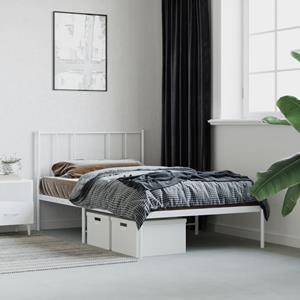 VidaXL Bedframe met hoofdbord metaal wit 90x190 cm