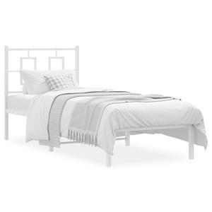 VidaXL Bedframe met hoofdbord metaal wit 75 x 190 cm