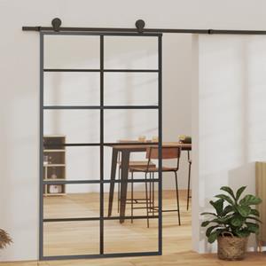 VidaXL Schuifdeur met beslag 102x205 cm aluminium en ESG-glas