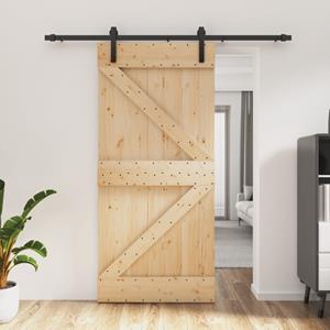 VidaXL Schuifdeur met beslag 95x210 cm massief grenenhout