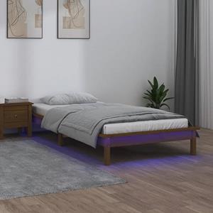 VidaXL Bedframe LED massief hout honingbruin 75x190 cm