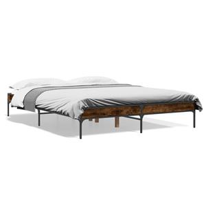 VidaXL Bedframe bewerkt hout metaal gerookt eikenkleurig 160x200 cm