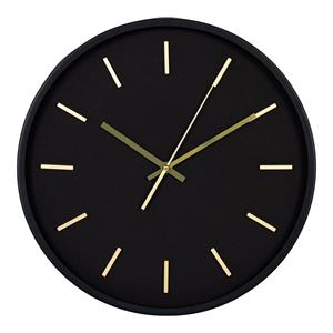 QUVIO Wandklok zwart - ø35 cm - Zwart
