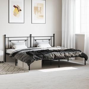 VidaXL Bedframe met hoofdbord metaal zwart 200x200 cm