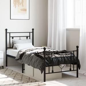 VidaXL Bedframe met hoofd- en voeteneinde metaal zwart 75x190 cm