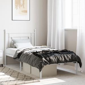VidaXL Bedframe met hoofdbord metaal wit 90x190 cm