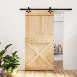 VidaXL Schuifdeur met beslag 100x210 cm massief grenenhout