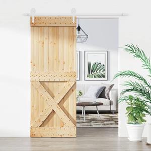 VidaXL Schuifdeur met beslag 80x210 cm massief grenenhout