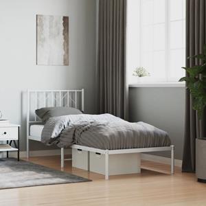 VidaXL Bedframe met hoofdbord metaal wit 80x200 cm
